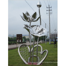 Gran diseño moderno nuevo diseño de acero inoxidable artes flor escultura de lirio de agua para decoración al aire libre